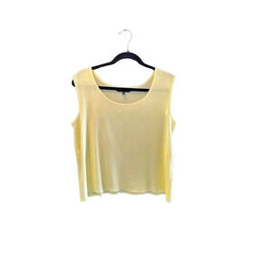 Ming Wang Women's Yellow Sleeveless Scoop Neck Pullover T-Shirt Size PL